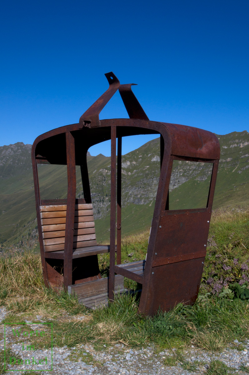 Seilbahngondel der Behelfsseilbahn