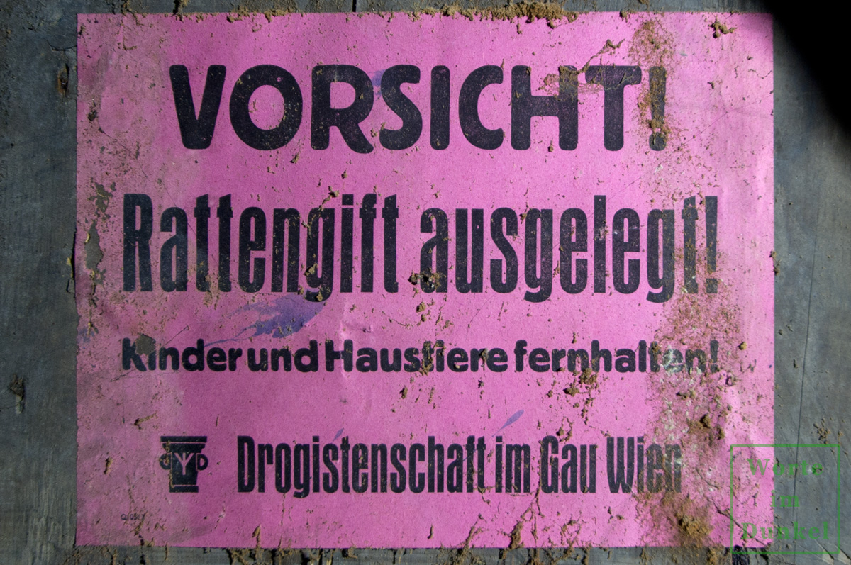 Aushang der „Drogistenschaft im Gau Wien“ zu den ausgelegten Rattenködern